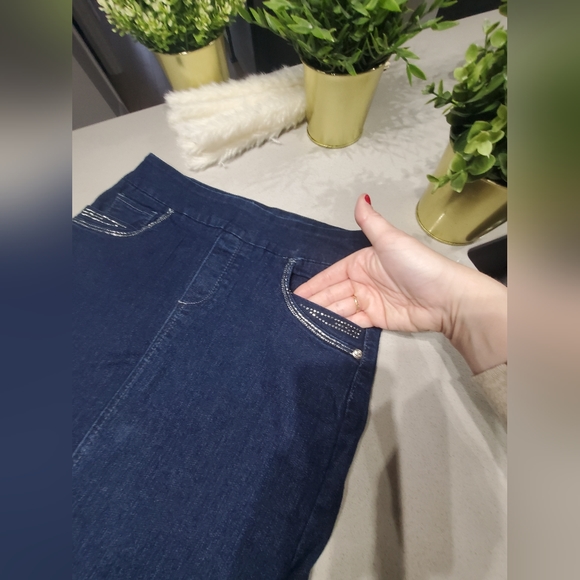 GOLDEN GILRS Superbe jupe en jeans extensible et confortable bleue foncée - Picture 3 of 7